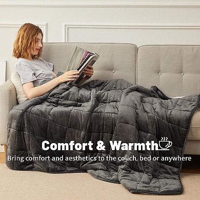 Weighted Blanket 15 lbs 60x80 inches, Sherpa Fleece Throw Winter Blanket Queen Size Bed