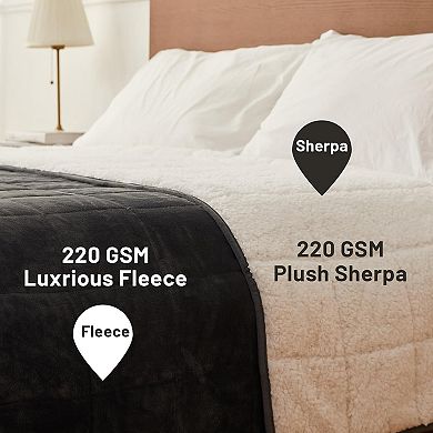 Weighted Blanket 15 lbs 60x80 inches, Sherpa Fleece Throw Winter Blanket Queen Size Bed