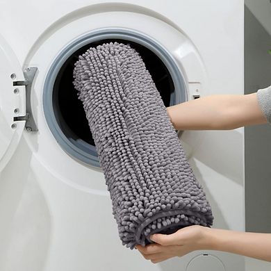 Great Ambitions 3 Pieces Bathroom Rugs, Ultra Soft Non Slip Absorbent Chenille Toilet Bath Mat Set