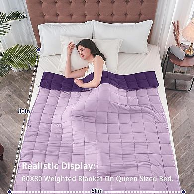 Weighted Blanket (20 Lbs, 60”X 80”, Purple) Heavy Thick Bed Blanket Queen Machine Washable