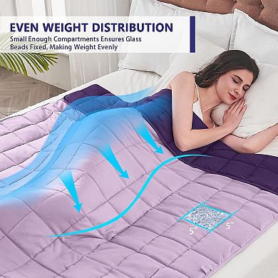 Weighted Blanket (20 Lbs, 60”X 80”, Purple) Heavy Thick Bed Blanket Queen Machine Washable