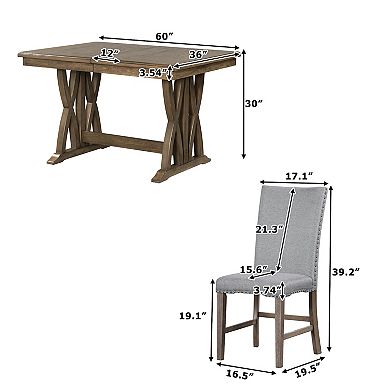 Merax Mid-Century Solid Wood 7-Piece Dining Table Set Extendable Kitchen Table Set with Chairs