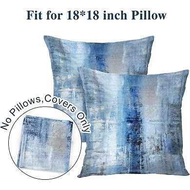 Blue and Grey Abstract Art Artwork Pillow Cover, 18 x 18 Inch Set of 2