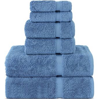 Spa and Hotel Quality Premium 6 pc Towel Set (2 x Bath Towels, 2 x Hand Towels, 2 x Washcloths)