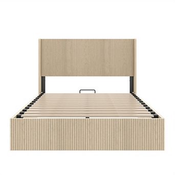 Merax Storage Bed Frame Gas Lift Mechanism with Open Storage Headboard