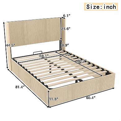 Merax Storage Bed Frame Gas Lift Mechanism with Open Storage Headboard