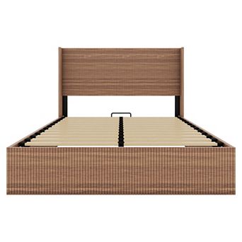 Merax Storage Bed Frame Gas Lift Mechanism with Open Storage Headboard