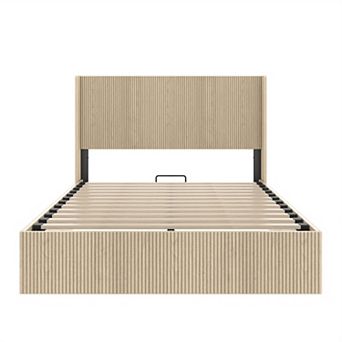 Merax Storage Bed Frame Gas Lift Mechanism with Open Storage Headboard