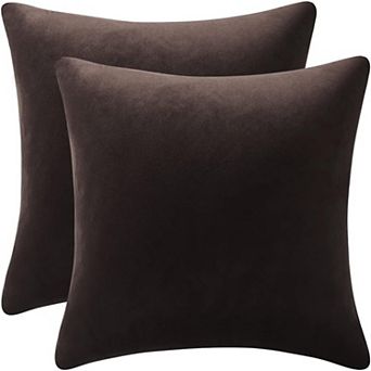 Decorative Pillow Cases 18x18 Chocolate Brown: 2 Pack Cozy Soft Square Throw Pillow Covers