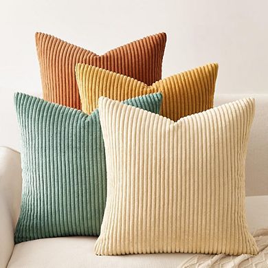 Great Ambitions Velvet Pillow Covers, Set of 4, Boho Farmhouse Fall Decor, 18x18 Inch
