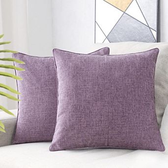 Linen Throw Pillow Covers Pack of 2, 18x18 Inch Accent Cushion Covers for Living Room, Bedroom