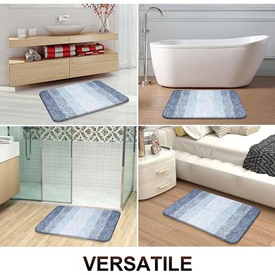 Great Ambitions Plush Bathroom Rug 30"x20", Super Absorbent, Non-Slip, Machine Washable, Blue 1pk