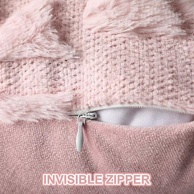 Great Ambitions Pink Plush Bow Pillow Covers Set of 2, 18x18 Inch Coquette Decor, No Insert