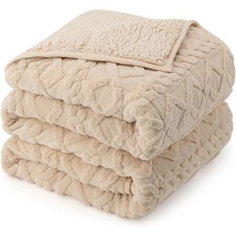 Weighted Blanket Queen Size 15lbs, Classy Soft Jacquard Sherpa Weighted Blankets 60 x 80 in