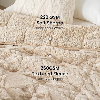 Weighted Blanket Queen Size 15lbs, Classy Soft Jacquard Sherpa Weighted Blankets 60 x 80 inches