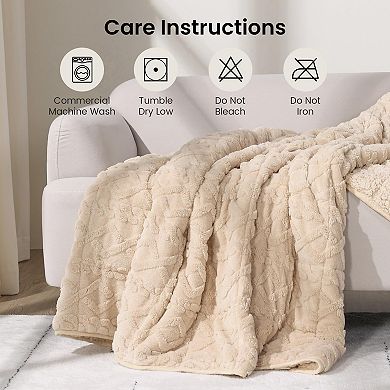 Weighted Blanket Queen Size 15lbs, Classy Soft Jacquard Sherpa Weighted Blankets 60 x 80 inches