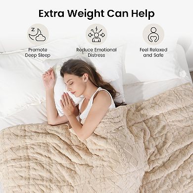 Weighted Blanket Queen Size 15lbs, Classy Soft Jacquard Sherpa Weighted Blankets 60 x 80 inches