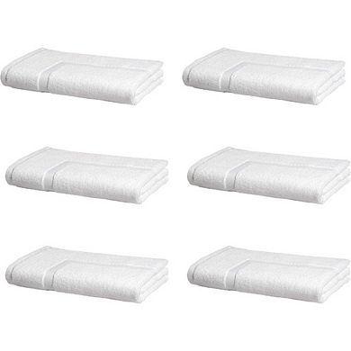 Great Ambitions White Cotton Bath Mat, 30x20 Inch, Super Absorbent, Pack of 6, Machine Washable