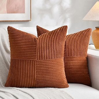 2 Packs Rust Boho Decorative Throw Pillow Covers 18x18 Inch for Couch Bed Sofa, 45x45 cm