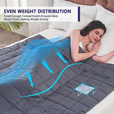 Weighted Blanket for Adults (20 lbs, 60” x 80”, Grey) Queen Size Blanket, Machine Washable