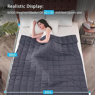 Weighted Blanket for Adults (20 lbs, 60” x 80”, Grey) Queen Size Blanket, Machine Washable