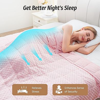 Weighted Blanket for Adults Queen Size 15 lbs, Soft Cozy Heavy Blanket Pink 60 x 80 inches