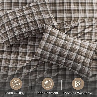 Cotton Sheet Set , Cotton Flannel Sheets Warm & Fuzzy Bedding Set King Size Sheets, 4 Piece