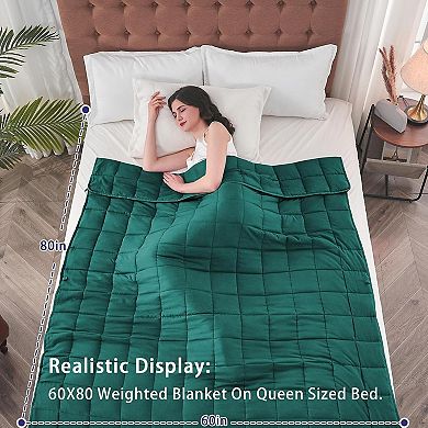 Weighted Blanket (20 Lbs, 60”X 80”, Dark Green) Bed Blanket Queen/Full Size Machine Washable