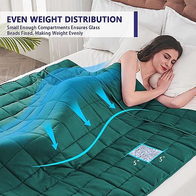 Weighted Blanket (20 Lbs, 60”X 80”, Dark Green) Bed Blanket Queen/Full Size Machine Washable