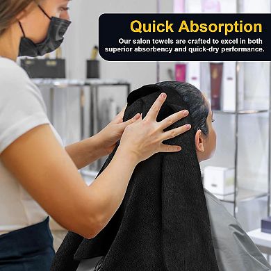 Salon Towels 24 Pack, Microfiber Barber Towels Bulk, (16x29 inches) Hair-Drying Cloth Super Soft