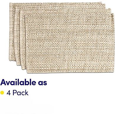 Cotton Placemats for Dining Room Rectangle Two Tone Woven Fabric 13" x 19", Set of 4