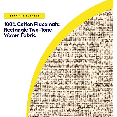 Cotton Placemats for Dining Room Rectangle Two Tone Woven Fabric 13" x 19", Set of 4