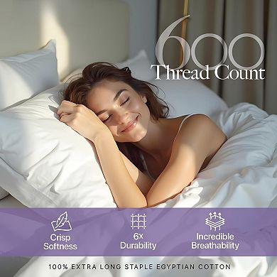 Egyptian Cotton Queen Sheet Set - 600 Thread Count Egyptian Cotton Queen Sheets Set (4 PC, Crisp )