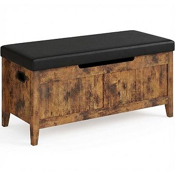Storage Bench, Flip-Top Entryway Bench with Safety Hinges, Wooden Chest Storage Box