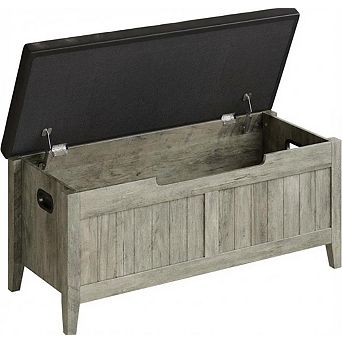 Storage Bench, Flip-Top Entryway Bench with Safety Hinges, Wooden Chest Storage Box