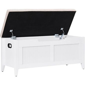 Storage Bench, Flip-Top Entryway Bench with Safety Hinges, Wooden Chest Storage Box