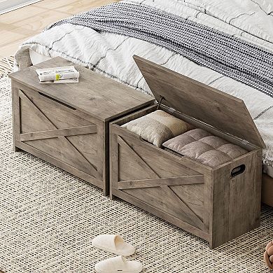 Storage Chest,Wooden Storage Bench with Safety Hinge,Large Shoe Bench for Entryway