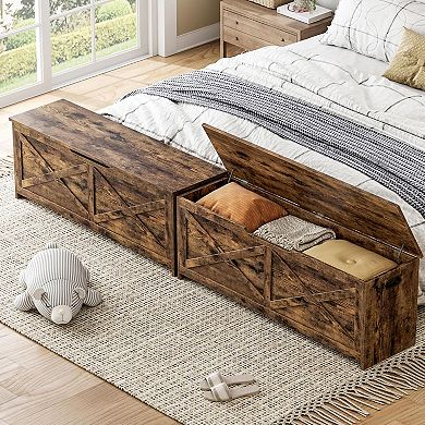 Storage Chest,Wooden Storage Bench with Safety Hinge,Large Shoe Bench for Entryway