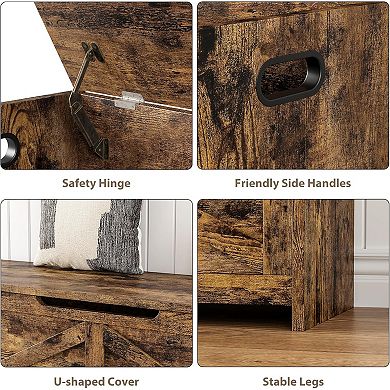 Storage Chest,Wooden Storage Bench with Safety Hinge,Large Shoe Bench for Entryway