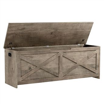 Storage Chest,Wooden Storage Bench with Safety Hinge,Large Shoe Bench for Entryway
