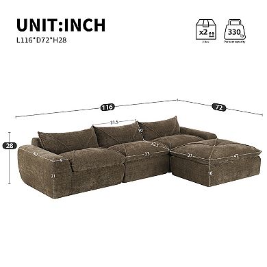 Whisen Fully Compressed Sofa, Legless Design without Frame, No Assembly Required