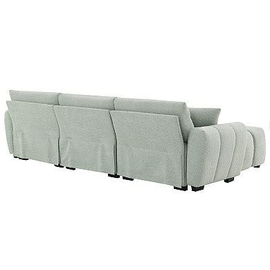 Whisen Modular Sectional Sofa with 2 Pillows, Movable Ottoman, Pull-line Design