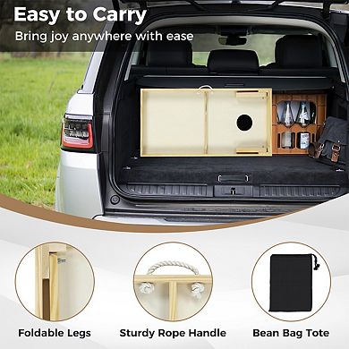 Solid Wood Cornhole Board Set Portable Corn Hole Game Board Includes 8 Bean Bags-M