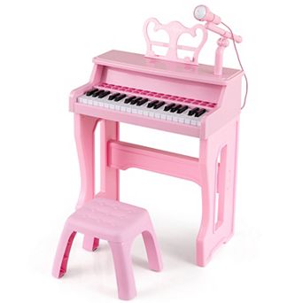 37 Key Kids Piano Keyboard Set With Microphone Music Stand And Stool