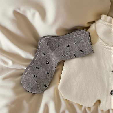 6-Pair Knit Crew Socks with Bow Detail Mixed Patterns Soft Stretch Casual Everyday Socks