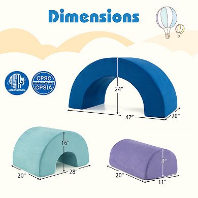 Kids Rainbow Foam Climber Set Soft Play Equipment With Washable Suede Covers