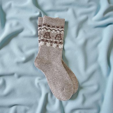 Fair Isle Knit Crew Socks 6-Pair Set Soft Stretch Cozy Patterned Socks for Everyday Wear