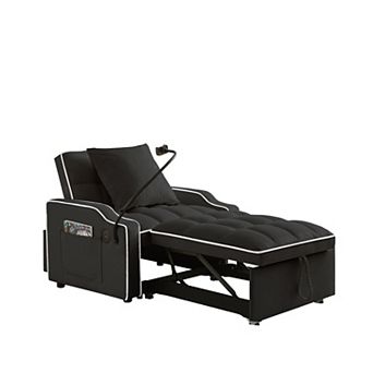 3-in-1 Convertible Sleeper Chair Bed with Adjustable Backrest and USB Charging for Small Spaces