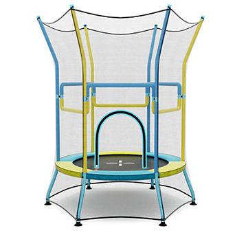 Mini Trampoline for Kids with Safety Enclosure Net and Foam Handles