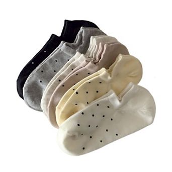 Women's 6-Pair Low Cut Ankle Socks Set with Polka Dot Pattern Soft Stretch Everyday Essentials